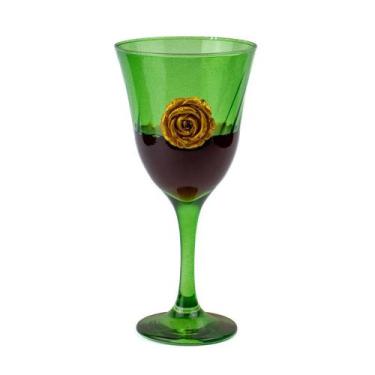 Imagem de Taça Cigana Esmeralda Lirio Rosa Super luxo 330ml -Vidro - Lua Mística