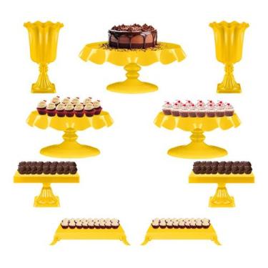 Imagem de Kit Festa 9 Peças - Mesa De Aniversário Completa - Boleira e Bandejas 