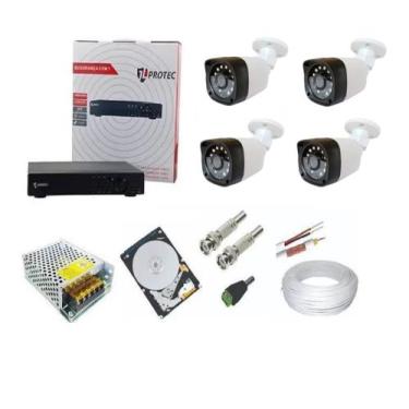 Imagem de Kit Cftv 4 Câmeras Segurança 720 P 20m + Dvr Multi Hd 4 Ch - Protec