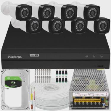 Imagem de Kit dvr Intelbras 8 canais H.265 1TB 8 câmeras Full HD 20m