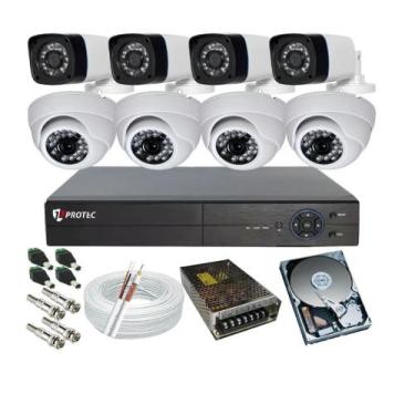 Imagem de Kit 8 Câmeras Segurança Com Gravador Dvr Hdmi Acesso Nuvem - Protec