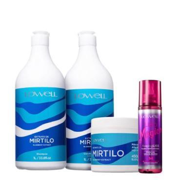 Imagem de Kit Lowell Extrato de Mirtilo Salon Liss Termoativado (4 produtos)