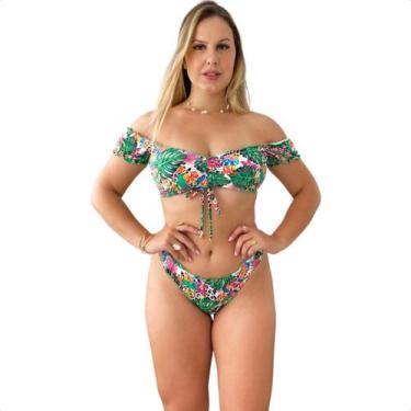 Imagem de Biquíni Ciganinha Tanga Sem Amarrar Com Bojo Fixo Conforto Feminino Ri