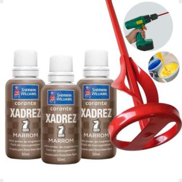 Imagem de Corante Líquido Bisnaga 3 Unidades + Misturador de Tinta - Xadrez,  Ma