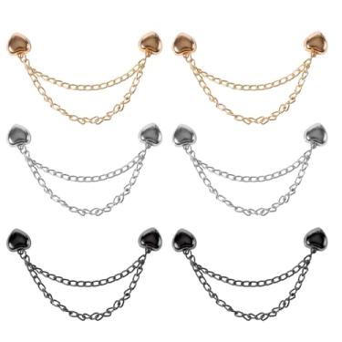 Imagem de 6 peças de clipes magnéticos para roupas, alfinetes de roupas com corrente, clipes magnéticos multifuncionais de metal, ímã forte, broche sem alfinete, acessórios para cachecóis, tecido, calças hijab,