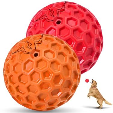 Imagem de CHEODIN Pacote com 2 bolas de cachorro indestrutíveis para mastigadores agressivos, brinquedos interativos para dentição, alívio da ansiedade. Brinquedo para cães para raças grandes, médias e