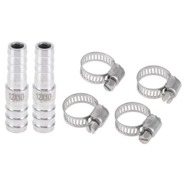 Imagem de VekAuto 1 conjunto de acessórios de mangueira de 15/81 x 60/64 polegadas redutor de emenda para ar, água, óleo, gás, combustível, aço inoxidável, tom prateado com braçadeiras