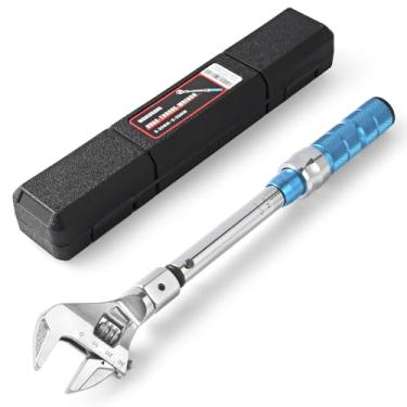 Imagem de wanlvkang Chave de torque de extremidade aberta, chave de torque ajustável de 5 a 30 Nm com clique e cabeça de extremidade aberta de 0-30 mm intercambiável para mini sistema AC e HVAC (azul)