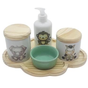 Imagem de Kit higiene bebê 5 peças Safari - Bandeja Nuvem - 102.7 - Genérico