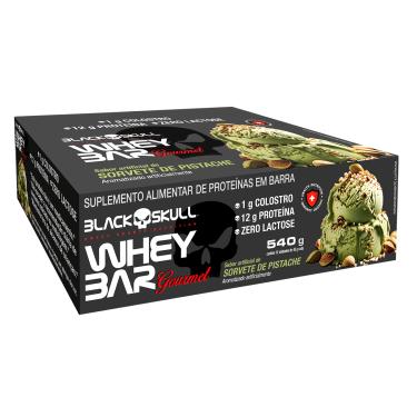 Imagem de BARRA DE PROTEÍNA GOURMET C/ COLOSTRO - 12 UNIDADES WHEY BAR GOURMET SORVETE DE PISTACHE 45G