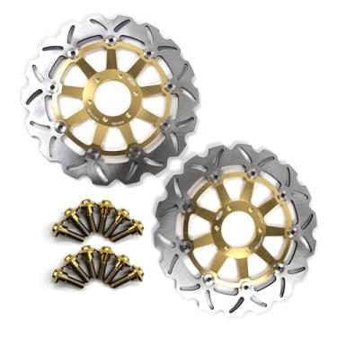 Imagem de Discos de freio dianteiros flutuantes com parafusos de montagem para Yamaha R1-Z 250 1997, XJR400 95-00, FZR600R 90-95, FZS600 FAZER 98-03, TDM850 91-01, TRX850 95-00, FJ111. 200 80 Ouro 8-91