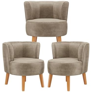 Imagem de Conjunto 3 Poltronas Aconchegante para Sala de jantar Moderna Reforçado MOBLAN decor (Cappuccino)