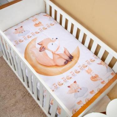 Imagem de Edredom Berço Americano para Bebê Menino Sublimado - Carinha de Anjo, 