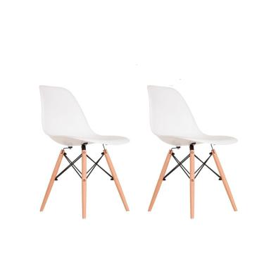 Imagem de Cadeira Charles Eames Eiffel Pés Palito Madeira Kit com 2 Cadeiras