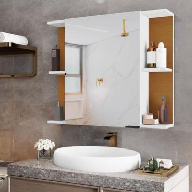 Imagem de Armário Espelheira Para Banheiro 1 Porta Nilo Branco Com Nature - Rede