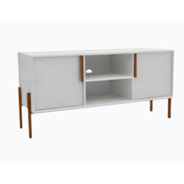 Imagem de Rack LOFT grande central MDF Branco e Madeira 134x67x44