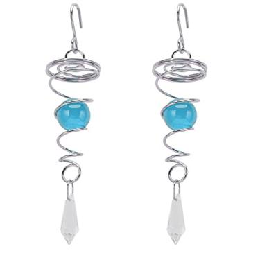 Imagem de Estabilizador de vento em espiral em aço inoxidável com bola de olhar azul de lago 2pcs decoração de vento rotativa para uso externo, aprimorando relaxamento mental e apelo (Busionj9akf9AWB-14)