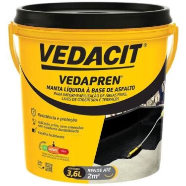 Imagem de Impermeabilizante Vedapren Preto 3,6 Kilos - 111804 - VEDACIT