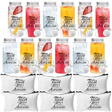 Imagem de Boao 36 peças de presentes de agradecimento para mulheres, 382.7 g Thank You for Being Awesome Copos de plástico com tampa palha inspiradora bolsa de maquiagem de lona e chaveiro presentes para