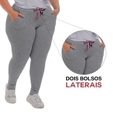 Imagem de Calça Moletom Algodão Ribana Plus Size Para Gordinhas Quentinha Para O