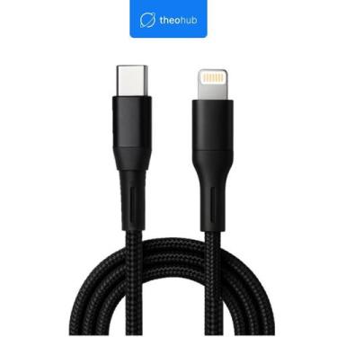Imagem de Cabo USBC Lightning Nylon Trançado 1m 20W Preto Carregamento Rápido Po