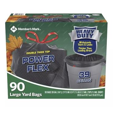 Imagem de Compatível com os sacos de lixo de pátio com cordão Power-Guard da Member's Mark de 90 litros (90 ct.)