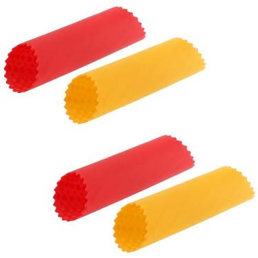 Imagem de WHTCHSU 4 peças de descascador de alho removedor de pele, fácil de descascar dentes de alho com tubo de silicone, ferramenta de cozinha para descascar alho (vermelho - 2 peças/laranja - 2 peças)