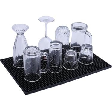 Imagem de Tapete Escorredor de Copos de Silicone Preto 30x15cm Antiderrapante Dobrável Resistente ao Calor – Ideal para Louças, Taças, Talheres e Utensílios de Cozinha
