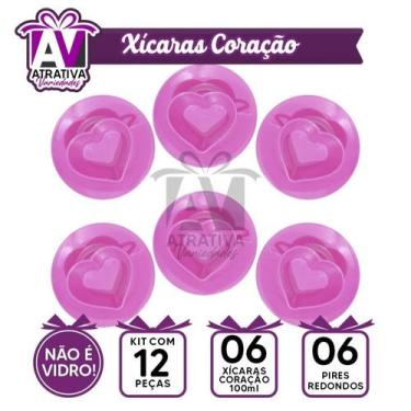 Imagem de Canto do Café 6 Xicaras de Coração com 6 Pires Redondo - sem marca, RO