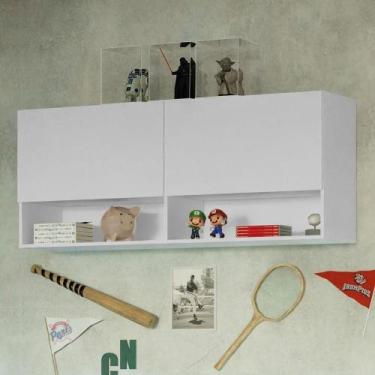 Imagem de Armário Aéreo Quarto Nicho Prateleira 120cm Branco - MADESA