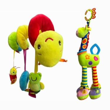 Imagem de Kit Móbile Infantil Multifuncional para Bebê Chocalho com Guizo e Pelúcia Brinquedo Educativo (Verde)