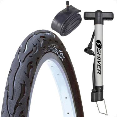 Imagem de Pneu Bicicleta Kenda Flame Aro 26 x 2.125 Balão + camara Shiver + bomba de ar Montadinha