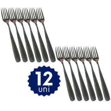 Imagem de Garfo de Mesa Inox 12 Peças Premium Resistente Restaurante Bar Cozinha