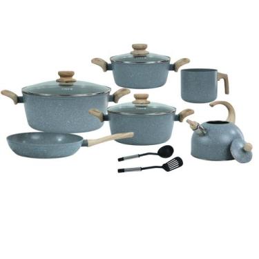 Imagem de Jogo de Panelas Osfê Antiaderente Ceramic 6 Peças Smart Cinza