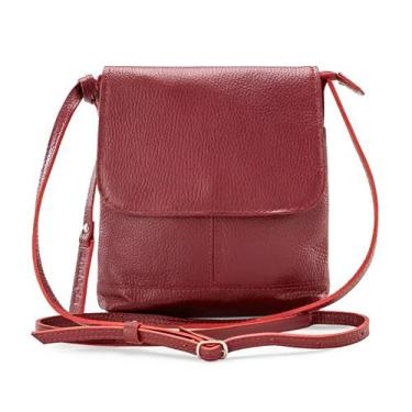 Imagem de Bolsa de Ombro em Couro Legítimo Modelo Jô, Cor Vinho - Marca