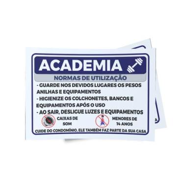 Imagem de Kit 3 Placas sinalização 15x21cmo EM PVC PL07 Tema Academia - Sem Marc