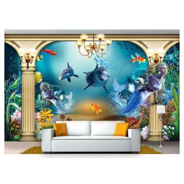 Imagem de Papel De Parede Animais Golfinho Sereias 3D Anm263 - Você Decora