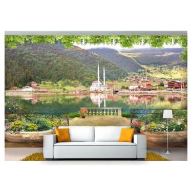Imagem de Papel De Parede Paisagem Digital Lago Varanda Dah59 - Você Decora