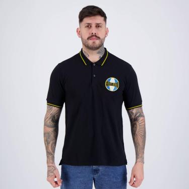 Imagem de CAMISA POLO GRÊMIO OURO ESCUDO BORDADO, MASCULINA, P