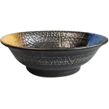 Imagem de Saladeira de cerâmica de tamanho grande, tigela fundo criativa japonesa de tamanho grande | Chucrute tigela de peixe tigela de sopa restaurante, # H (11