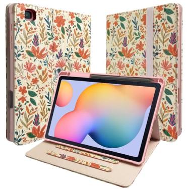 Imagem de E NET-CASE Capa fina para Samsung Galaxy Tab S6 Lite 10,4 polegadas 2024/2022/2020 com suporte para caneta S, capa à prova de choque com capa traseira transparente transparente, visualização em vários