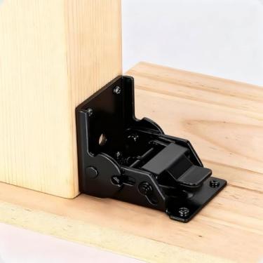 Imagem de Pacote com 2 Dobradiças Dobradiças Dobráveis de 90 Graus Dobradiça Dobrável de Aço Dobradiça Escondida para Suportes de Extensão de Pernas de Mesa, Pernas de Cama e Bancadas de Trabalho (Preto)