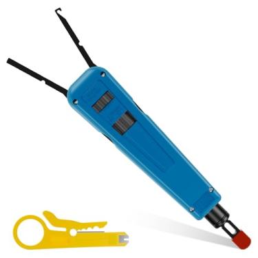 Imagem de Ferramenta de impacto de perfuração com decapador de fios, ferramenta de perfuração de aço com 110 e 66 lâminas, cabine de fio de rede ajustável Cat6/Cat5E kit de ferramentas de inserção de terminal