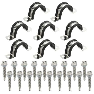 Imagem de PATIKIL 8 peças de braçadeiras de tubo, 304 de aço inoxidável 304 de aço inoxidável amortecido, braçadeiras de conduíte, tiras de tubo, clipes de fio com parafuso hexagonal para instalação de cabo de