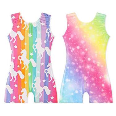 Imagem de Collants de ginástica EQSJIU Sparkle Girls com shorts de 7 a 8 anos