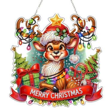 Imagem de Enfeite suspenso JJFox 5D Acrílico Diamond Art Christmas