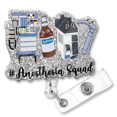 Imagem de Porta-crachá ZBBFSCSB Anesthesia Squad Glitter Retrátil