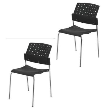 Imagem de Kit 2 Cadeiras, para Escritório Fixa Empilhável Hotel Auditório Movie 