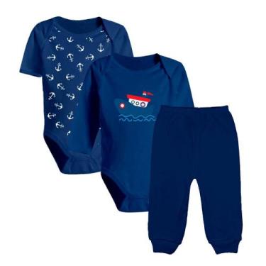 Imagem de Kit 3 Peças Bebê Body Estampado e Mijão Malha Cores Reativas - Koala B