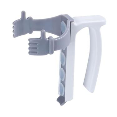 Imagem de Baoblaze Suporte para latas de bebidas, leve e portátil, para latas padrão de 12 onças, fácil de segurar para mãos fracas e amantes de cerveja, Branco Cinza